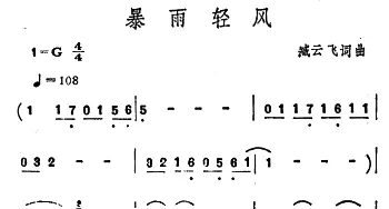 暴雨轻风_通俗唱法乐谱_词曲:臧云飞 臧云飞