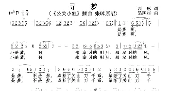 寻梦_通俗唱法乐谱_词曲:西彤 吴国材