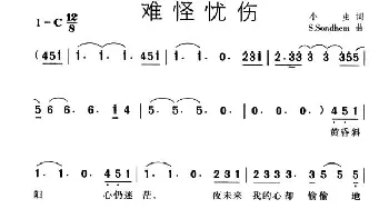 难怪忧伤_通俗唱法乐谱_词曲:小虫 S·Sondhem