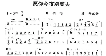 愿你今夜别离去_通俗唱法乐谱_词曲: