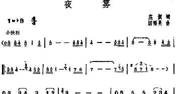 邓丽君演唱金曲 夜雾_通俗唱法乐谱_词曲:庄奴 因幡晃