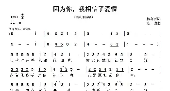 因为你我相信了爱情_通俗唱法乐谱_词曲:杨利丽 耿浩