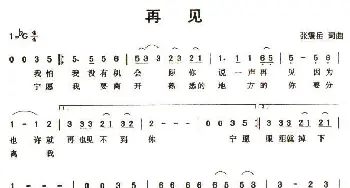 再见_通俗唱法乐谱_词曲:张震岳 张震岳