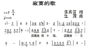 寂寞的歌_通俗唱法乐谱_词曲:张宾普 生茂