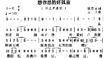 想你想得好孤寂_通俗唱法乐谱_词曲:姚若龙 立川