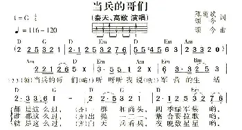 当兵的哥们_通俗唱法乐谱_词曲:颂今/陈道斌 颂今