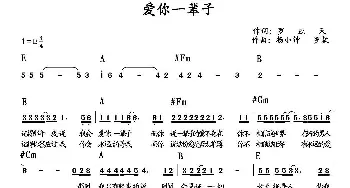 爱你一辈子_通俗唱法乐谱_词曲:罗应天 罗款  杨小钟