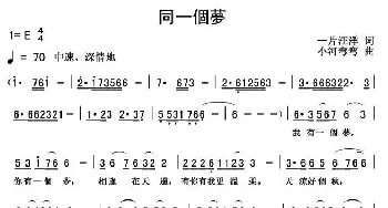 同一个梦_通俗唱法乐谱_词曲:一片汪洋 小河弯弯