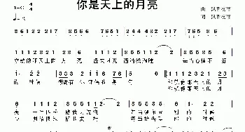 你是天上的月亮_通俗唱法乐谱_词曲:飘香夜雨 飘香夜雨