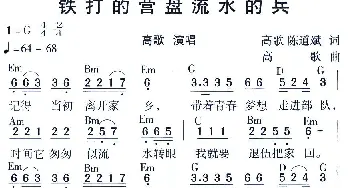 铁打的营盘流水的兵_通俗唱法乐谱_词曲:高歌 陈道斌 高歌