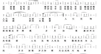 人生无悔 岁月如梭_通俗唱法乐谱_词曲:王若青 于世亮