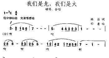 我们是龙，我们是火_通俗唱法乐谱_词曲:林昌 任意