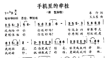 手机里的牵挂_通俗唱法乐谱_词曲:车行 王立东