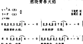 燃烧青春火焰_通俗唱法乐谱_词曲:丁晓雯 陈耀川