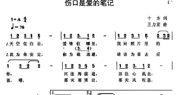 伤口是爱的笔记_通俗唱法乐谱_词曲:十方 王力宏