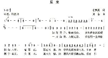 原来_通俗唱法乐谱_词曲:毛梦溪 熊黏