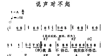 说声对不起_通俗唱法乐谱_词曲: