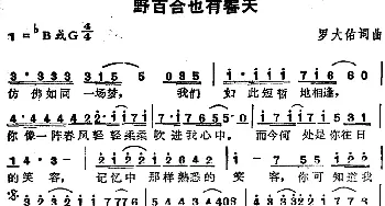 苏芮演唱金曲 野百合也有春天_通俗唱法乐谱_词曲:罗大佑 罗大佑