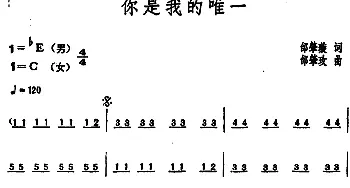 你是我的唯一_通俗唱法乐谱_词曲:邰肇璇 邰肇玫