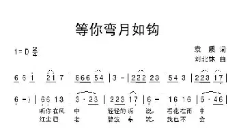 等你弯月如钩_通俗唱法乐谱_词曲:袁质 刘北休