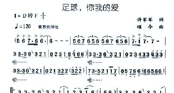 足球，你我的爱_通俗唱法乐谱_词曲:许军军 颂今