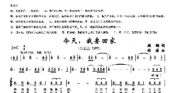 今天，我要回家_通俗唱法乐谱_词曲:顾钢 程源