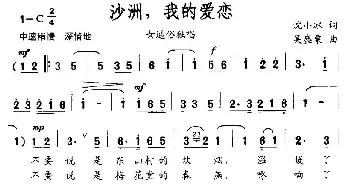 沙洲，我的爱恋_通俗唱法乐谱_词曲:沈小冰 吴盛栗