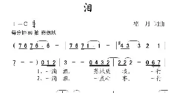 泪_通俗唱法乐谱_词曲:褚月 褚月