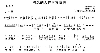 思念的人在何方_通俗唱法乐谱_词曲:刘寿平 刘寿平