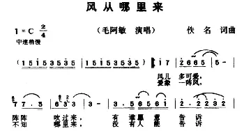 风从哪里来_通俗唱法乐谱_词曲: