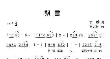 飘雪_通俗唱法乐谱_词曲:袁质 刘北休