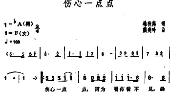 伤心一点点_通俗唱法乐谱_词曲:林秋离 熊美玲