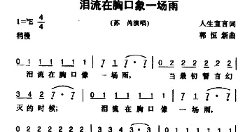 泪流在胸口象一场雨_通俗唱法乐谱_词曲:人生宣言 郭恒新