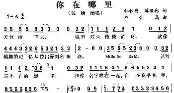 你在哪里_通俗唱法乐谱_词曲:林秋篱 陈金晶