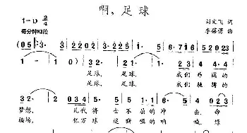 啊，足球_通俗唱法乐谱_词曲:刘文飞 李蓓蕾