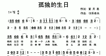 孤独的生日_通俗唱法乐谱_词曲:紫月亮 快乐老天