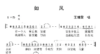 如风_通俗唱法乐谱_词曲: