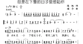 总是在下雪的日子里想起你_通俗唱法乐谱_词曲:陈帆 颂今