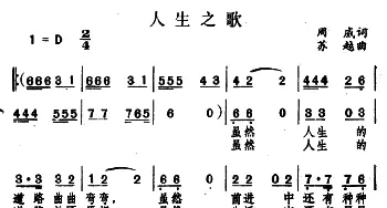 人生之歌_通俗唱法乐谱_词曲:周威 苏越