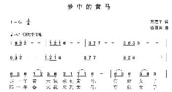 梦中的黄马_通俗唱法乐谱_词曲:万建平 伍目连