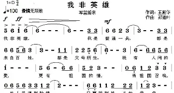 我非英雄_通俗唱法乐谱_词曲:王殿华 郑连叶