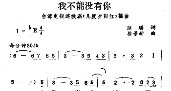 我不能没有你_通俗唱法乐谱_词曲:琼瑶 徐景新