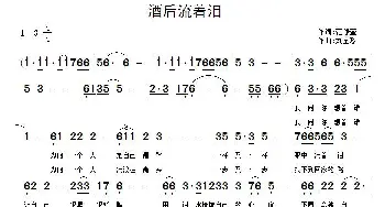 酒后流着泪_通俗唱法乐谱_词曲:范修奎 刘全珍