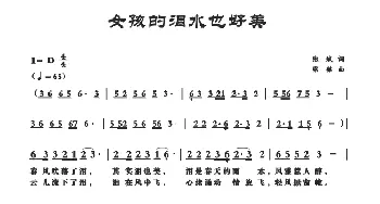 女孩的泪水也好美_通俗唱法乐谱_词曲:张斌 梁铭