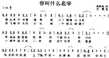 你叫什么名字_通俗唱法乐谱_词曲:吴梦奇 文雅