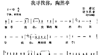 我寻找你，陶然亭_美声唱法乐谱_词曲:张藜 钟立民