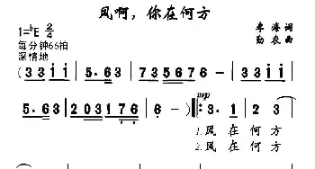 风啊，你在何方_美声唱法乐谱_词曲:李海 勤农