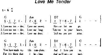 Love Me Tender(美国)_外国歌谱_词曲: