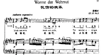 Wonne der Wehmut_外国歌谱_词曲:歌德 贝多芬曲、周文楠译配