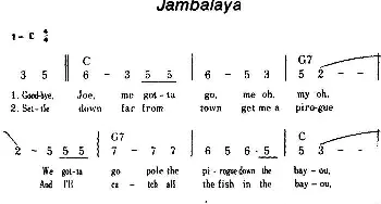 Jambalaya(美国)_外国歌谱_词曲: